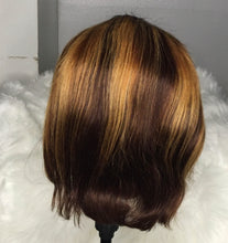 Load image into Gallery viewer, 10 inch highlight Glueless Bob wig straight 4/27 ombre
